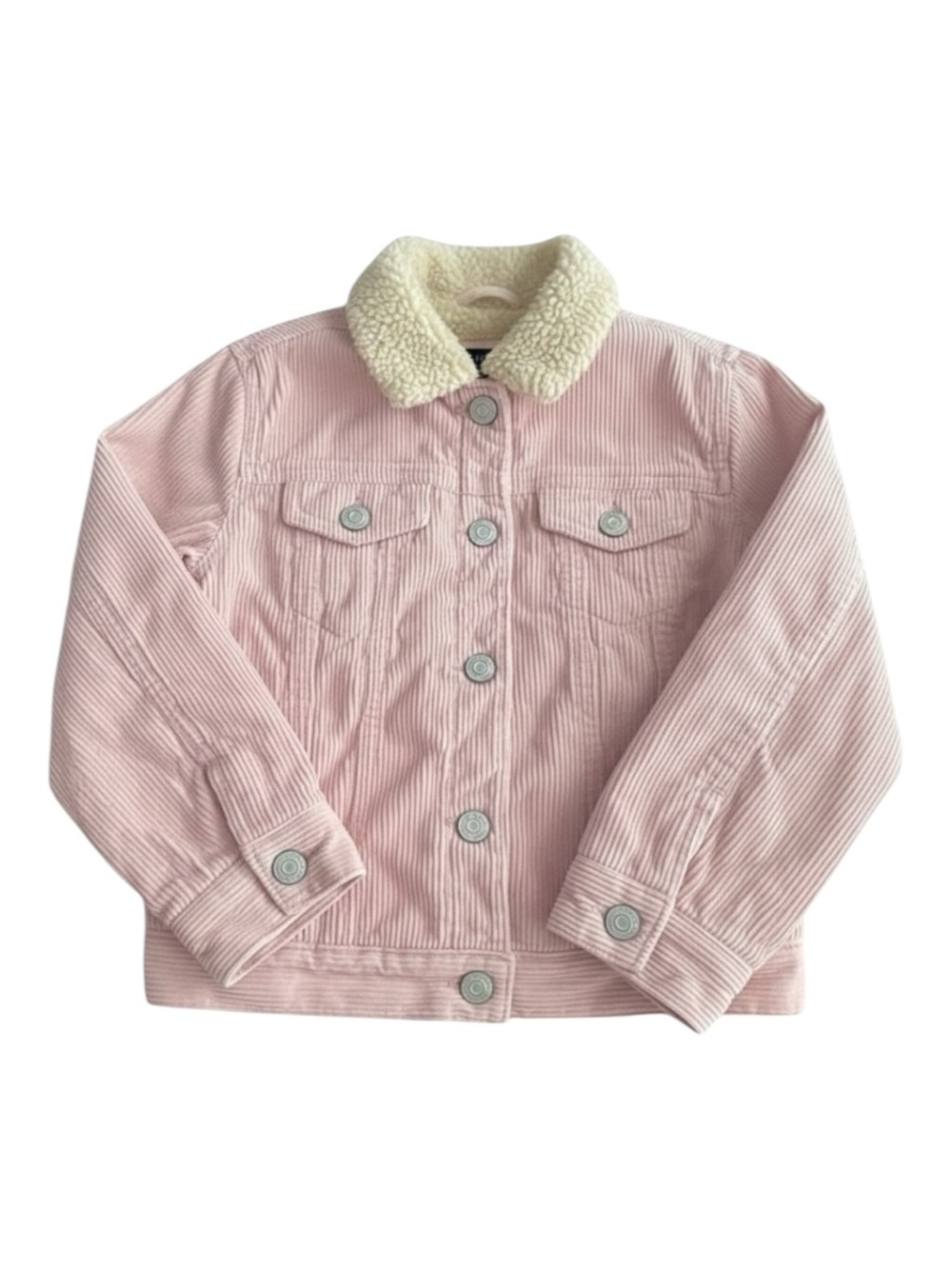 GAP Girls' Pink Corduroy Jacket with Cream Faux-Sherpa Collar - Picture 2 of 12